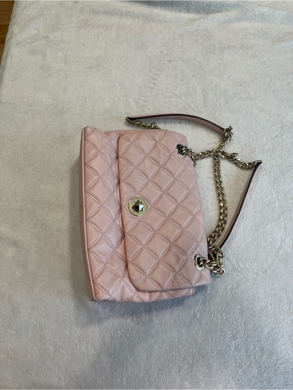 kate spade Quilted Pink Chain Shoulder Bag with Gold Hardware